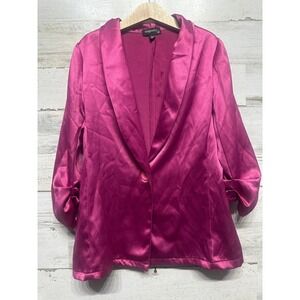 Originality Satin Blazer Girls Large Magenta Pink Ruched Sleeve EUC